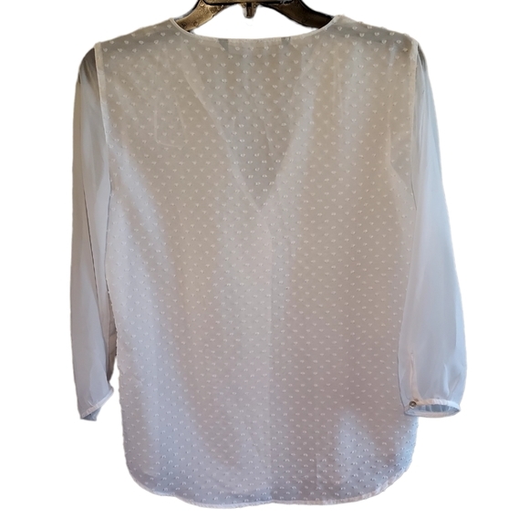 ZARA BASIC Sheer Ivory V-Neckline Blouse Size S - Picture 2 of 5